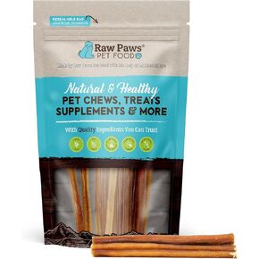 Raw Paws Thin Bully Sticks for Small Dogs, 6" (15 Pack) - Low Odor Bully Sticks for Puppies - Free-Range Pizzle Sticks for Dogs - Dog Bully Sticks for Dogs - Puppy Bully Sticks - Bully Bones