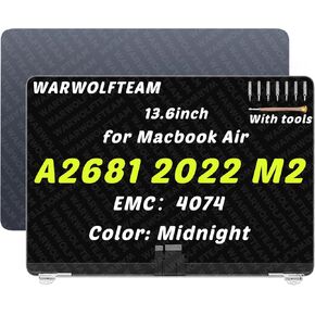 Compatible with MacBook Air A2681 2022 M2 EMC 4074 MLXW3LL/A MLY33LL/A LCD LED Screen Replacement Cover Cable Hinges Full Top Complete Assembly 13.6in 2560 x 1664 (Starlight)