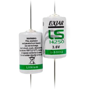 (2-Pack) 3.6V LS14250 1/2AA Lithium Thionyl Chloride Battery with Axial Terminals, Replacement for SAFT LS14250, ER14250 Li-SOCi2