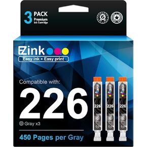 E-Z Ink Compatible Ink Cartridge Replacement for Canon CLI-226 CLI226 CLI 226 to use with Pixma MG6120 MG6220 MG8120 MG8220 MG8120B (Gray, 3 Pack)