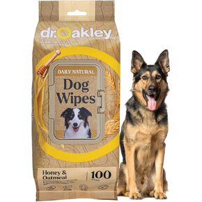 Daily Natural Dog Wipes, Honey & Oatmeal, 100 Ct, Gentle, Moisturizing, Odor-Eliminating, Alcohol-Free, Vet Approved in Kuwait