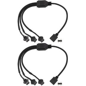 ECSiNG 2Pcs 5V 3Pin ARGB Female to SM Male Adapter Cable 1 to 3 ARGB Split Cable 30CM for PC LED Strips 5 V ARGB Fan Computer Chassis
