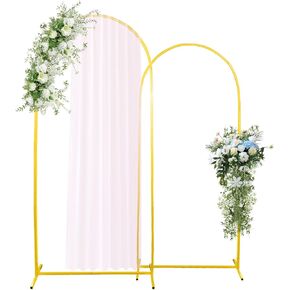 Metal Arch Backdrop Stand Set of 2 (7.2FT, 6.6FT) Wedding Arch Backdrop Stand,Gold Balloon Arch Stand for Wedding, Birthday Party, Baby Showers, Anniversaries, Graduation Decorations.