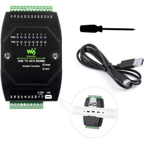 Industrial Grade Isolated USB to 8CH RS485 Converter, USB to RS485 Adapter, Support Wall-Mount & Rail-Mount & Stackable Installation, Win11/10/8.1/8/7/Mac/Linux/Android, etc.