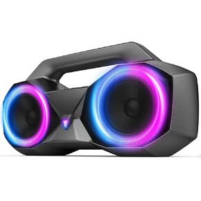 KMAG Portable Bluetooth Wireless Speaker - IPX7 Waterproof, 80W Premium Sound, 20H Playtime, Dynamic Light, Deep Bass, Dual Pairing, 5.3 BT for Outdoor, Home, Party, Gifts (Black)