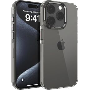 Designed for iPhone 15 Pro Case, Clear Slim Phone Case with Built-in Aluminum Alloy Camera Frame, Anti-Yellowing, Metal Buttons, Shockproof All-Round Protection with Airbag Corners, Clear