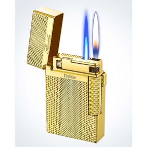 Dual Flame Mode Classic Lighter, Jet Torch Lighter Soft Flame Lighter 2 in 1 Windproof Refillable Butane Lighter for Men Dad Husband Collect,Black b in Kuwait