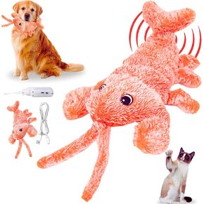 Lobster Interactive Dog Toy for Boredom - Moving Dog Toys to Keep Them Busy for Small Medium Large Dogs Crazy Wiggly Automatic Cute Chew Plush for Puppy Birthday Gifts - 13.7 ''