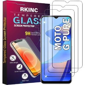 RKINC Screen Protector [3-Pack] for Motorola Moto G Pure, Tempered Glass Film Screen Protector, 0.33mm [LifetimeWarranty][Bubble-Free][Anti-Scratch][Anti-Shatter]