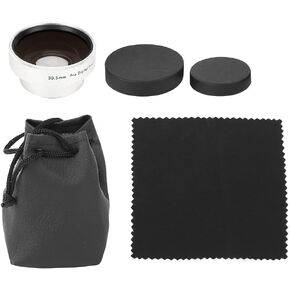 Camera Lens,Metal 30.5mm 0.45x Magnification Optical Glass Wide Angle Macro Additional Lens with Lens Bag,Silver