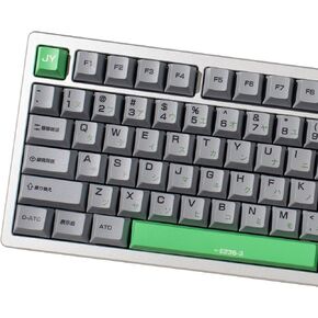 Grey Green Janpanese Keycaps, 148 Keys PBT Keycaps 75 Percent, Cherry Profile Custom Keyboard Keycap Set for ASIN/ISO Layout