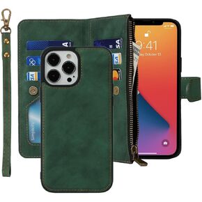 iCoverCase for iPhone 13 Pro Wallet Case with Card Holder and Adjustable Crossbody Lanyard, PU Leather Kickstand Card Slots [Not Detachable] Flip Cover Case 6.1 Inch (Black), Black