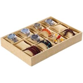 Velvet jewelry tray with 4 pillows watches organizer bracelets displaycase bangles holder black jewelrystorage