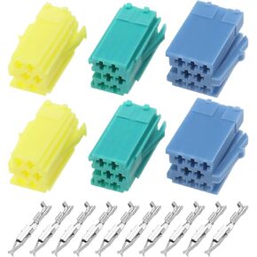 The Lord of the Tools 2 Sets Car Radio Mini ISO Connector Housing with Pins for CD Changer Line in - Aux DAB Mini ISO Terminal Block Socket Connector Repair Kit