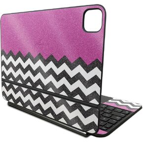 Glossy Glitter Skin Compatible With Apple Magic Keyboard for iPad Pro 11‑inch (M4) 2024 - Hot Pink Chevron - Premium 3M Vinyl Protective Decal Cover - Easy To Apply | Crafted in the USA by MightySkins