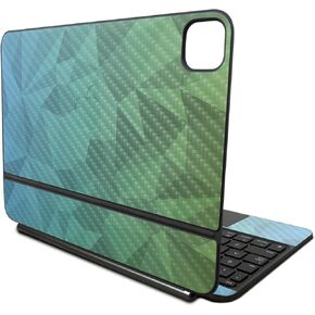 Carbon Fiber Skin Compatible With Apple Magic Keyboard for iPad Pro 11‑inch (M4) 2024 - Blue Green Polygon - Premium 3M Vinyl Protective Decal Cover - Easy To Apply | Crafted in the USA by MightySkins