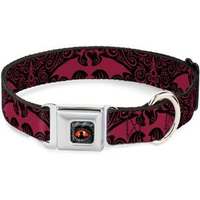 House of The Dragon Pet Collar, Dog Collar Metal Seatbelt Buckle, House of The Dragon with Dragon Icon Black Red White, 15 to 24 Inches 1.0 Inch Wide