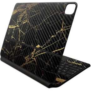 Carbon Fiber Skin Compatible with Apple Magic Keyboard for iPad Air 13-inch (M2) 2024 - Black Gold Marble - Premium 3M Vinyl Protective Decal Cover - Easy to Apply | Crafted in The USA by MightySkins