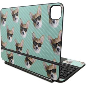 Carbon Fiber Skin Compatible with Apple Magic Keyboard for iPad Pro 11‑inch (M4) 2024 - Cool Corgi - Premium 3M Vinyl Protective Wrap Decal Cover - Easy to Apply | Crafted in The USA by MightySkins