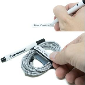Cable Tags 1/2" x 2" White Labels Writable 50 Pack Bundled with Bonus Permanent Marker and 30 Reusable Cable Ties 1/2" x 8"