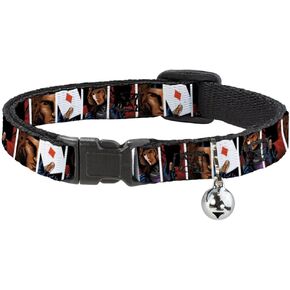 Buckle-Down Marvel Comics Cat Collar, Breakaway Collar with Bell, X Men Gambit Cards Pose Blocks, 8.5 to 12 Inches 0.5 Inch Wide