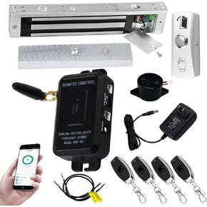 Premium Smart APP Unlocking Access Control System Kit, Simplified Wiring Door Lock Set, with Remote Controllers / 617lbs Magnetic Lock/DC 12V Power Adapter, Lock Delay Time Adjustable