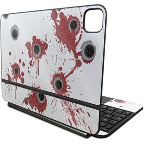 Glossy Glitter Skin Compatible with Apple Magic Keyboard for iPad Pro 11‑inch (M4) 2024 - Bullet Holes - Premium 3M Vinyl Protective Decal Cover - Easy to Apply | Crafted in The USA by MightySkins