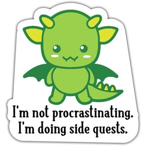 (3Pcs) I'm Not Procrastinating I'm Doing Side Quests Sticker - Dragon Sticker - Sticker for Gamer - Geek Sticker - Funny Sticker - Stickers 3X3 - Sticker Wall - Laptop - Cell - Tumbler
