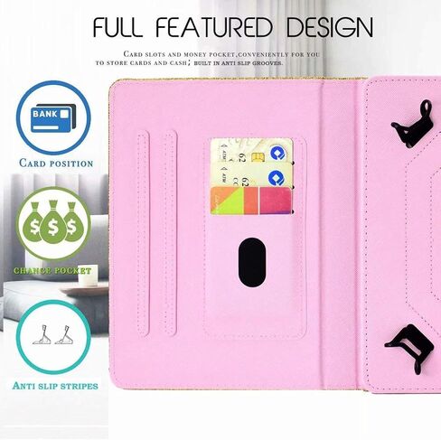 حافظة كمبيوتر لوحي مقاس 10 بوصات، غطاء حامل AMOTIE مع فتحات لبطاقة الائتمان لجهاز iPad 9.7 2018 2017/ iPad Air 5 4 2 1/ Galaxy Tab A 10.1 S6 10.4/ Tab E 9.6/ Fire HD 10/10.1 بوصة Android 12 Google والمزيد 9.5 in Saudi Arabia