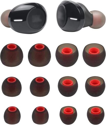 Ear Tips Compatible with JBL 115 TWS 125TWS Earbuds, 6 Pairs S/M/L Sizes Soft Silicone Ear Tips Earbud Covers Eartips Earbuds Replacement Tips, Compatible with JBL 115TWS 125TWS, Black Red sml in Saudi Arabia