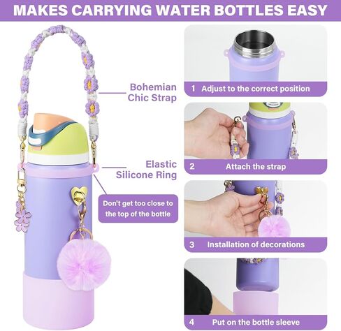 مجموعة أحذية من السيليكون لزجاجة مياه أوالا 32 أونصة، ديكورات لأوالا فريسيب، حزام مقبض زجاجة مياه لإكسسوارات أوالا، للنساء والرجال in Kuwait