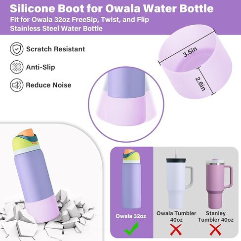 مجموعة أحذية من السيليكون لزجاجة مياه أوالا 32 أونصة، ديكورات لأوالا فريسيب، حزام مقبض زجاجة مياه لإكسسوارات أوالا، للنساء والرجال in Kuwait