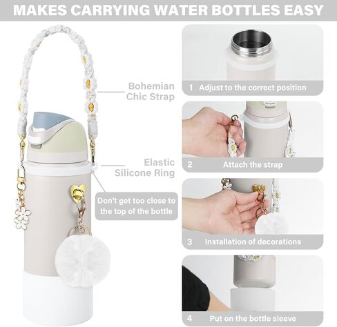 Silicone Boot Set for Owala Water Bottle 32 oz, Decorations for Owala FreeSip, Water Bottle Handle Strap for Owala Accessories, for Women and Men in Kuwait
