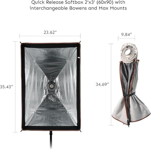 مجموعة Softbox مستطيلة سريعة الإصدار، 2'x3'، 60x90 و1'x4'، 30x120، صناديق ناعمة مدمجة وقابلة للطي، متوافقة مع حامل Bowens، تصوير فوتوغرافي وإضاءة فيديو بجودة احترافية in Kuwait