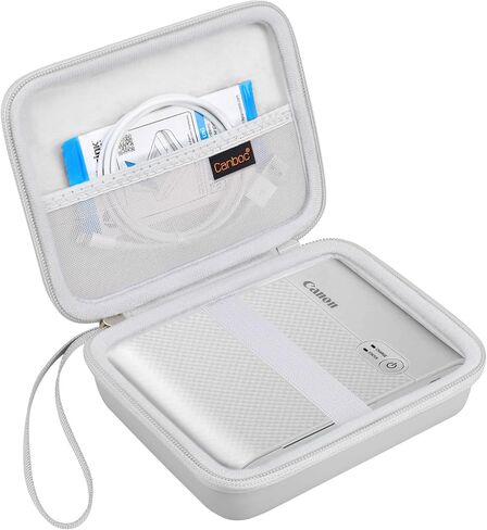 Canboc Carrying Travel Case Compatible with Canon SELPHY QX10 Portable Square Photo Printer, Mesh Pocket fit Photo Paper and Cable, Silver Gray (Case Only) in Kuwait