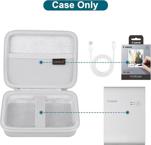 Canboc Carrying Travel Case Compatible with Canon SELPHY QX10 Portable Square Photo Printer, Mesh Pocket fit Photo Paper and Cable, Silver Gray (Case Only) in Kuwait