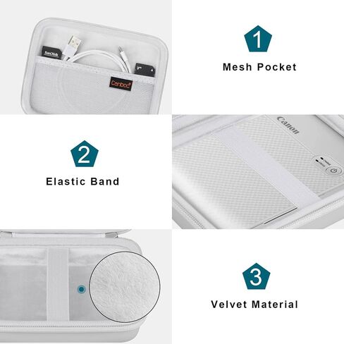 Canboc Carrying Travel Case Compatible with Canon SELPHY QX10 Portable Square Photo Printer, Mesh Pocket fit Photo Paper and Cable, Silver Gray (Case Only) in Kuwait