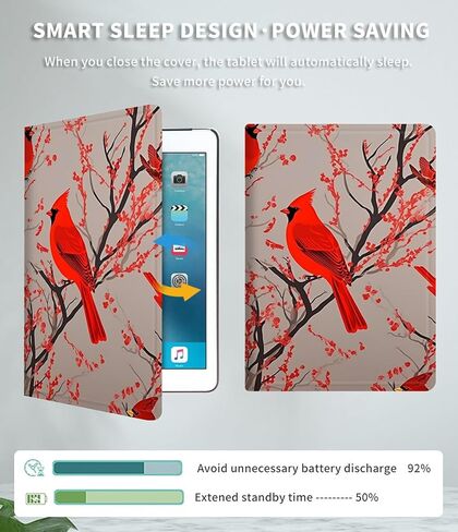 Case for iPad 9th / 8th / 7th Generation 10.2 inch (2021/2020/2019 Released) PU Leather Slim Folio Lightweight Multi-Angle Smart Cover with Auto Wake/Sleep Case for 10.2 iPad Case,Red Cardinal Birds in Saudi Arabia