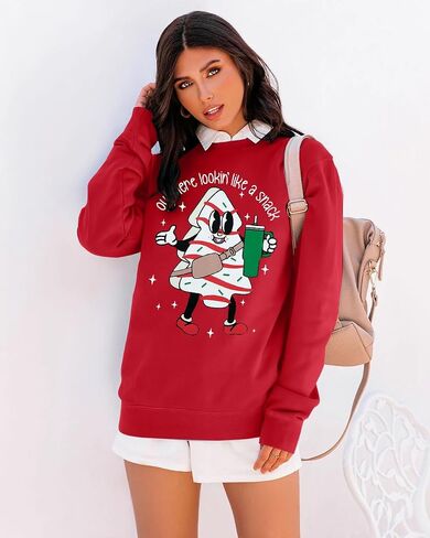 Christmas Sweatshirt Women Out Here Looking Like A Snack Shirt Farm Christmas Tree Pullover Casual Xmas Holiday Top in Saudi Arabia