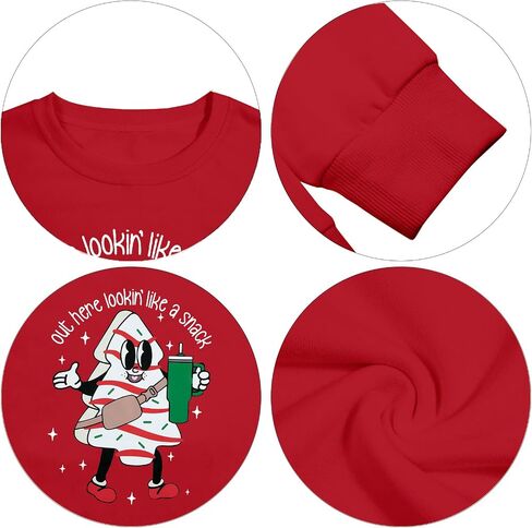 Christmas Sweatshirt Women Out Here Looking Like A Snack Shirt Farm Christmas Tree Pullover Casual Xmas Holiday Top in Saudi Arabia