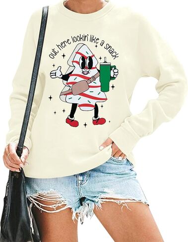 Christmas Sweatshirt Women Out Here Looking Like A Snack Shirt Farm Christmas Tree Pullover Casual Xmas Holiday Top in Kuwait