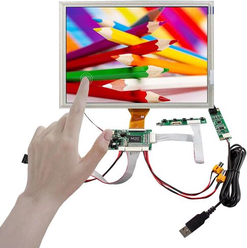 شاشة LCD مقاس 8 بوصات EJ080NA-05A 800X600 TTL مع لوحة لمس مقاومة بأربعة أسلاك ولوحة تحكم VGA 2AV 50 دبابيس in Saudi Arabia