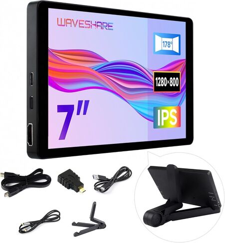 شاشة Waveshare 7 بوصة تعمل باللمس، دقة 1280 × 800، متوافقة مع Raspberry Pi 5/4B/3B/Zero/Zero W/Zero 2W/Pico/Pico، تدعم Jetson Nano/RDK X3/VisionFive2/Windows/الهاتف الذكي in Saudi Arabia