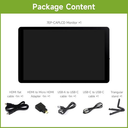 شاشة Waveshare 7 بوصة تعمل باللمس، دقة 1280 × 800، متوافقة مع Raspberry Pi 5/4B/3B/Zero/Zero W/Zero 2W/Pico/Pico، تدعم Jetson Nano/RDK X3/VisionFive2/Windows/الهاتف الذكي in Saudi Arabia