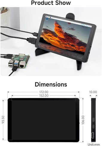 شاشة Waveshare 7 بوصة تعمل باللمس، دقة 1280 × 800، متوافقة مع Raspberry Pi 5/4B/3B/Zero/Zero W/Zero 2W/Pico/Pico، تدعم Jetson Nano/RDK X3/VisionFive2/Windows/الهاتف الذكي in Saudi Arabia