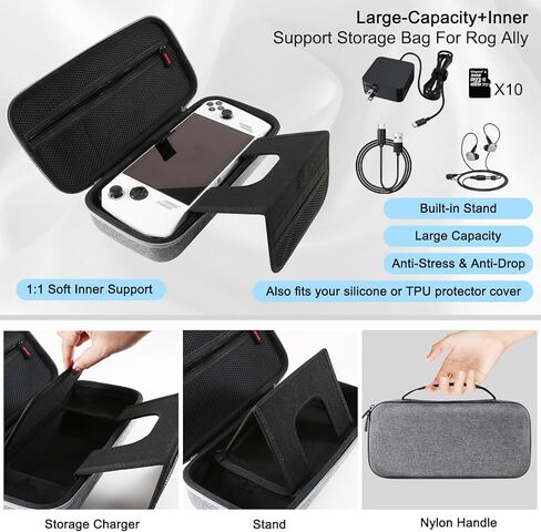 حقيبة حمل صلبة واقية من Jusy متوافقة مع ASUS ROG Ally /ROG ALLY X 2024 (7 بوصات) محمولة للألعاب - مقاومة للصدمات والخدش، حقيبة محمولة مقاومة للماء مع جيب شبكي in Kuwait