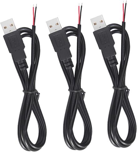 18AWG Single USB Pigtail 2 Wire,0.3M/1FT 5V 7A USB 2.0 Male Plug 2pin Bare Wire Replacement USB End for USB A Connector DIY Power Breakout Cable in Saudi Arabia