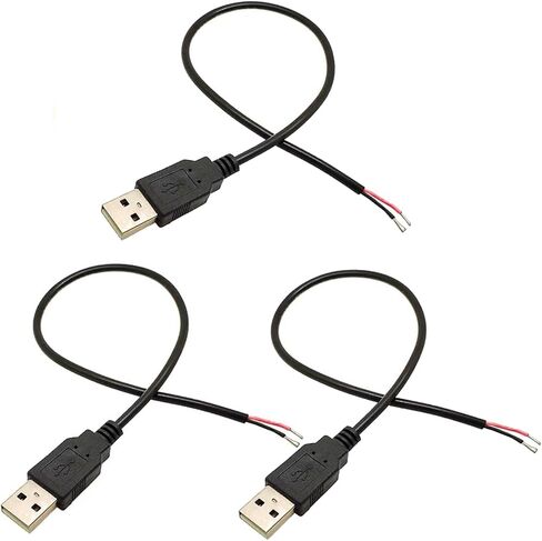 18AWG Single USB Pigtail 2 Wire,0.3M/1FT 5V 7A USB 2.0 Male Plug 2pin Bare Wire Replacement USB End for USB A Connector DIY Power Breakout Cable in Saudi Arabia