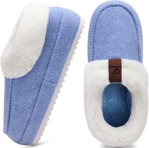 COFACE Womens Warm House Slippers Fuzzy Moccasin Winter Shoes Ladies Platform Thick Cushion Yoga Foam Lightweight Indoor Outdoor Hard Rubber Sole with Arch Support in Kuwait