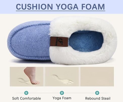 COFACE Womens Warm House Slippers Fuzzy Moccasin Winter Shoes Ladies Platform Thick Cushion Yoga Foam Lightweight Indoor Outdoor Hard Rubber Sole with Arch Support in Kuwait